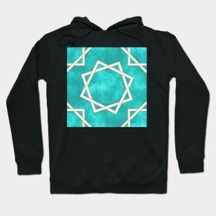 Octagrams on Cyan Clouds Pattern Hoodie